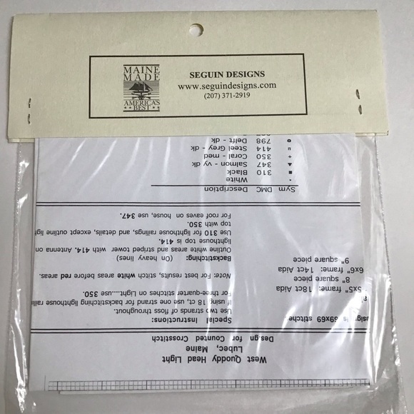 Seguin Designs Counted Cross Stitch PATTERN ONLY West Quoddy Head Lighthouse ME - Picture 3 of 4